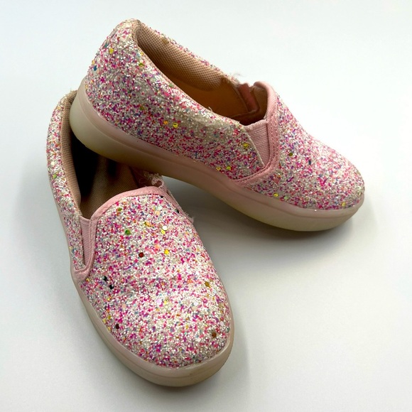 Sparkly Light-up Slip on Sneakers | Pink glittery sneakers for girls - Picture 1 of 5